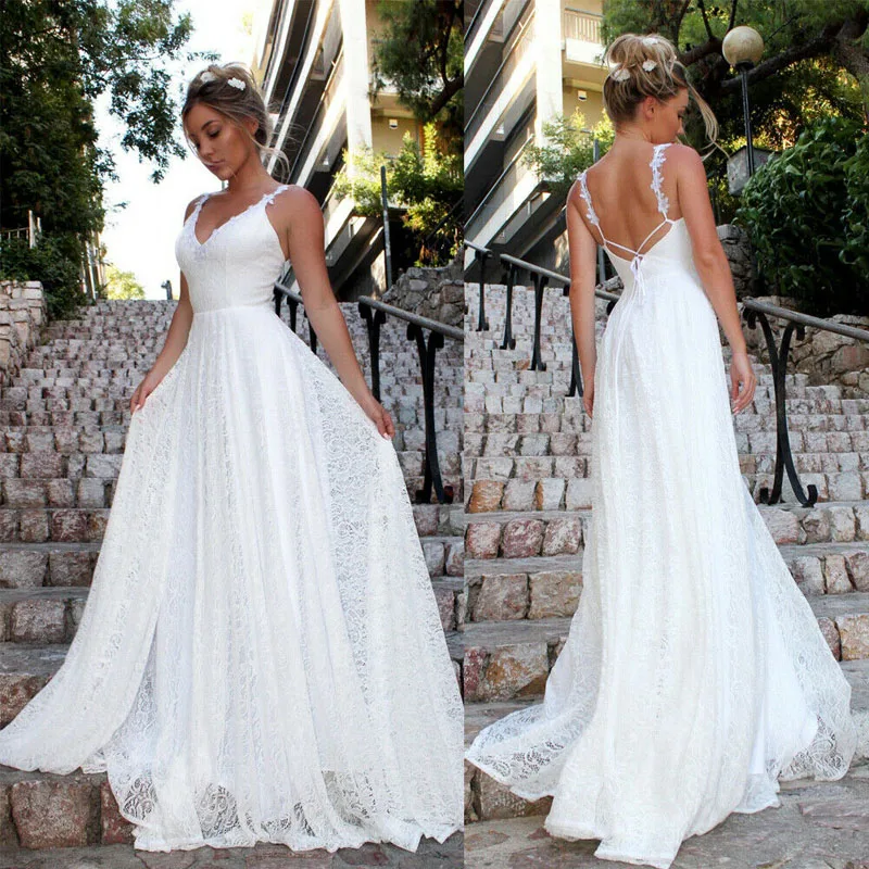 

2019 New Brand Fashion Women Lace Evening Party Ball Prom Gown Formal Cocktail Wedding Beach Long Dress