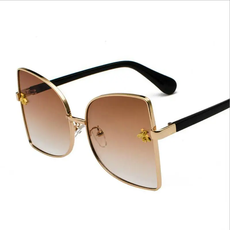 KAPELUS Новые солнцезащитные очки Bee Super Star Солнцезащитные очки Cat Eye Personality Очки 9140 - Цвет линз: brown