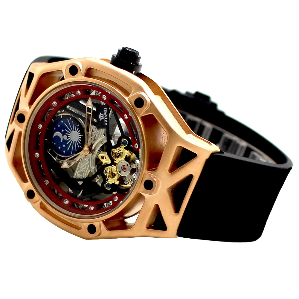 Top Brand Luxury Silicone Special Skeleton Tourbillon Watch Automatic Mechanical Sport Men Relogio Masculino OYW | Наручные часы