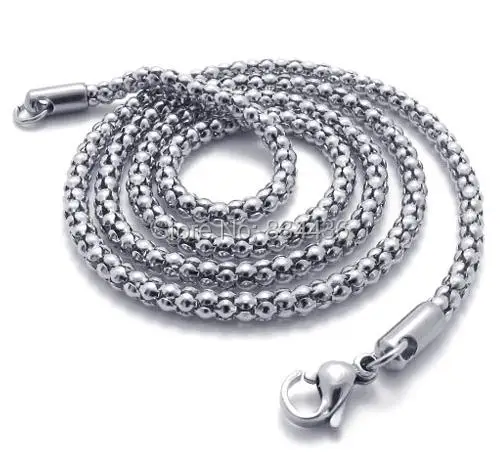 Free shipping 316L 3.2mm 60 70cm Women Girls Mens Boys Necklace silver Color Tone Popcorn stainless steel Chain Jewelry | Украшения и
