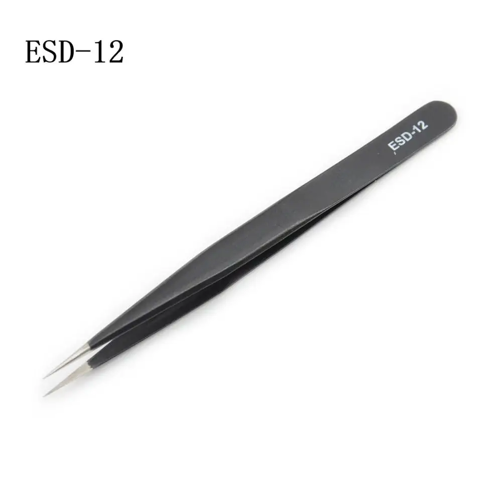 ESD-12 Изогнутые прямые пинцеты из нержавеющей стали для наращивания ресниц, инструменты для макияжа, профессиональные пинцеты для ресниц, Декор ногтей - Цвет: ESD-12