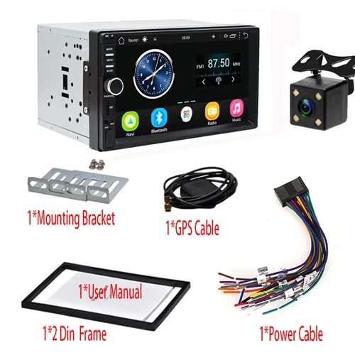 With 4 LED Camera Podofo 2 Din Android автомобильное радио стерео gps навигация 7 ''сенсорный экран мультимедийный плеер авторадио Bluetooth USB SD аудио плеер - Цвет: With 4 LED Camera