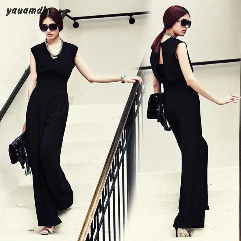 Женский комбинезон лето 2016 Женская обувь черного цвета боди комбинезоны для