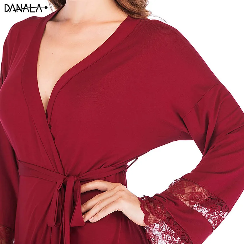 Женский кружевной банный халат DANALA летняя Модальная одежда для сна 2019|Халаты| |