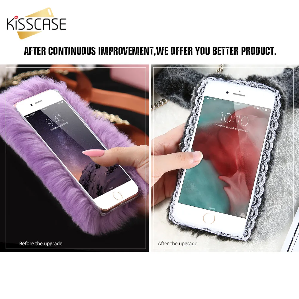 KISSCASE 3D заячьи ушки пушистый чехол для телефона iPhone X XS Max Xr 7 8 Plus милый Алмазный 6 6s 5