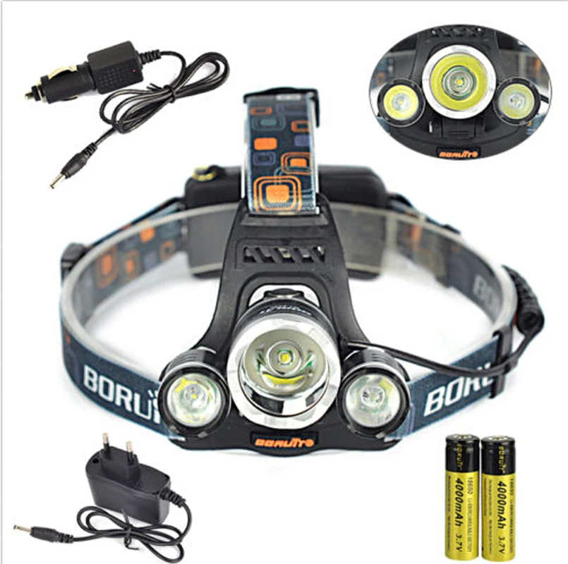 

Boruit 6000LM 3x XM-L T6 LED Headlamp Headlight Head Torch Lamp 18650 Rechargeable Battery AC/CAR Charger Camping Fishing Light