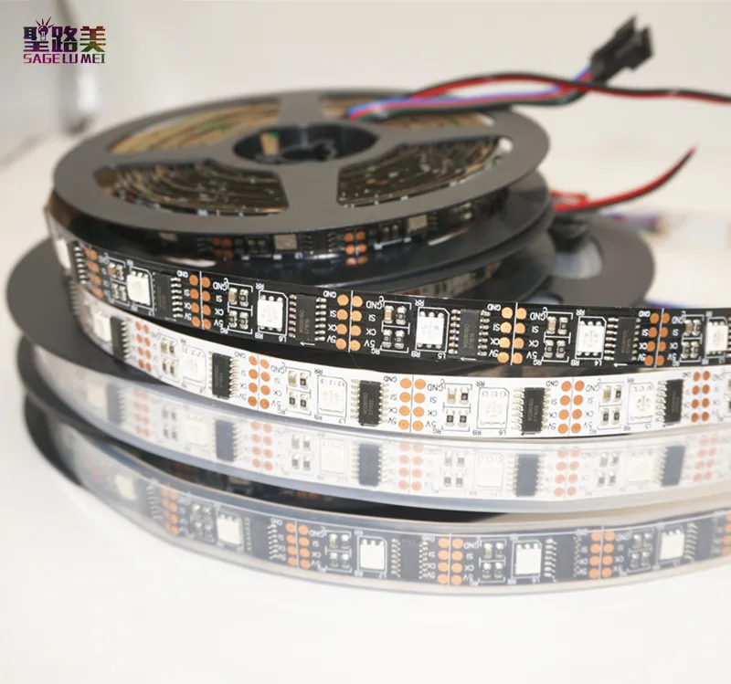 DC 5 V 1 M WS2801 2801 белый черный pcb мечта Цвет 5050 светодиодный пиксельный RGB полоска свет