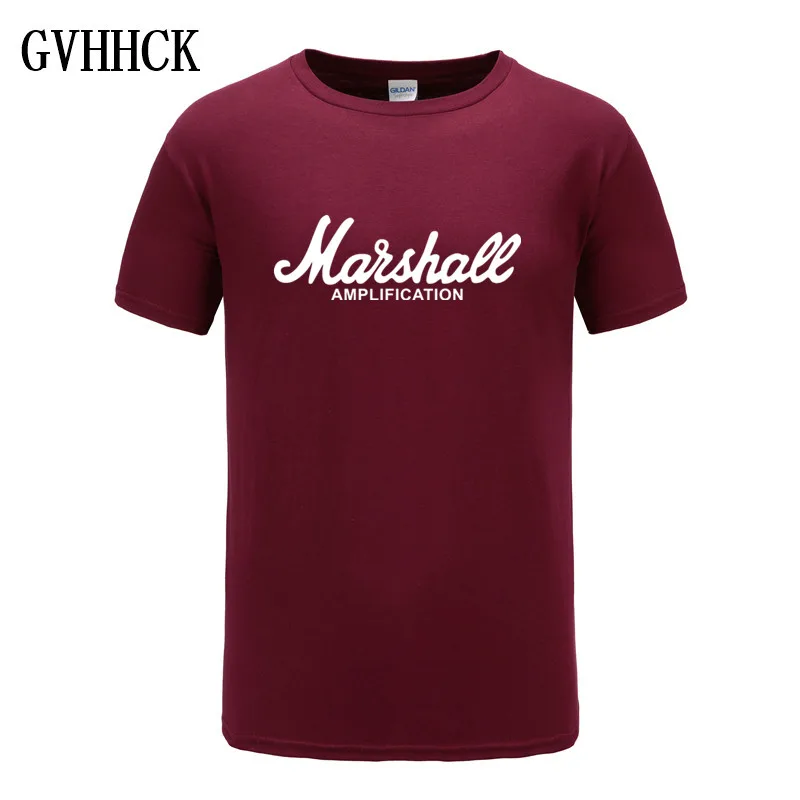 maroon Футболка Marshall с логотипом Amps Amplification Guitar Hero Hard Rock Cafe Music Muse, топы, футболки для мужчин, модные футболки Harajuku - Цвет: maroon