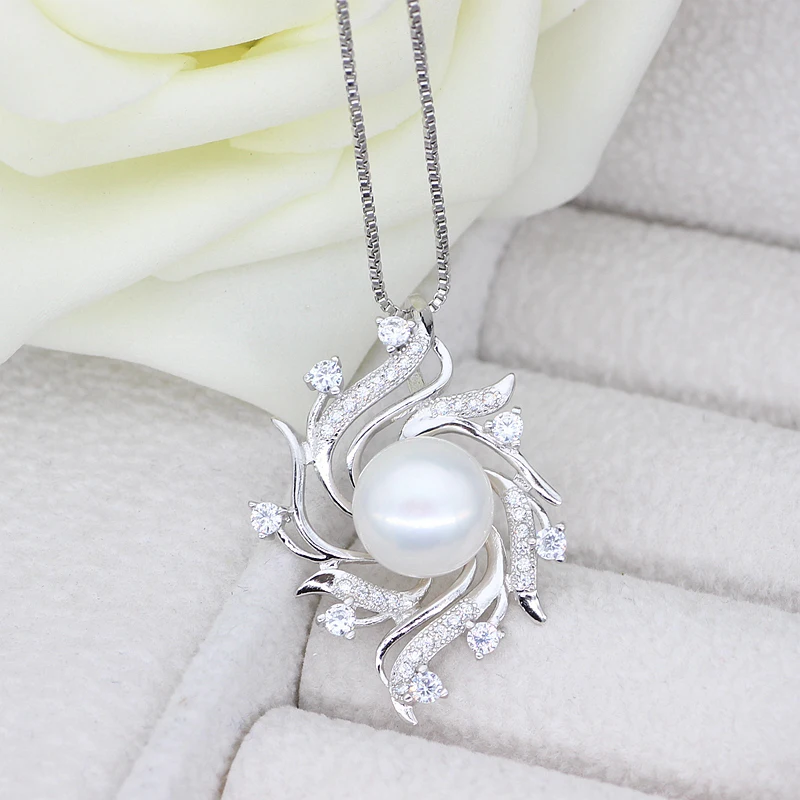 white pearl pendant Модная подвеска из пресноводного жемчуга, ювелирное изделие для женщин, серебро 925, черный настоящий натуральный жемчуг, подвеска, хорошее ювелирное изделие, подарки на день рождения матери - Цвет камня: white pearl pendant