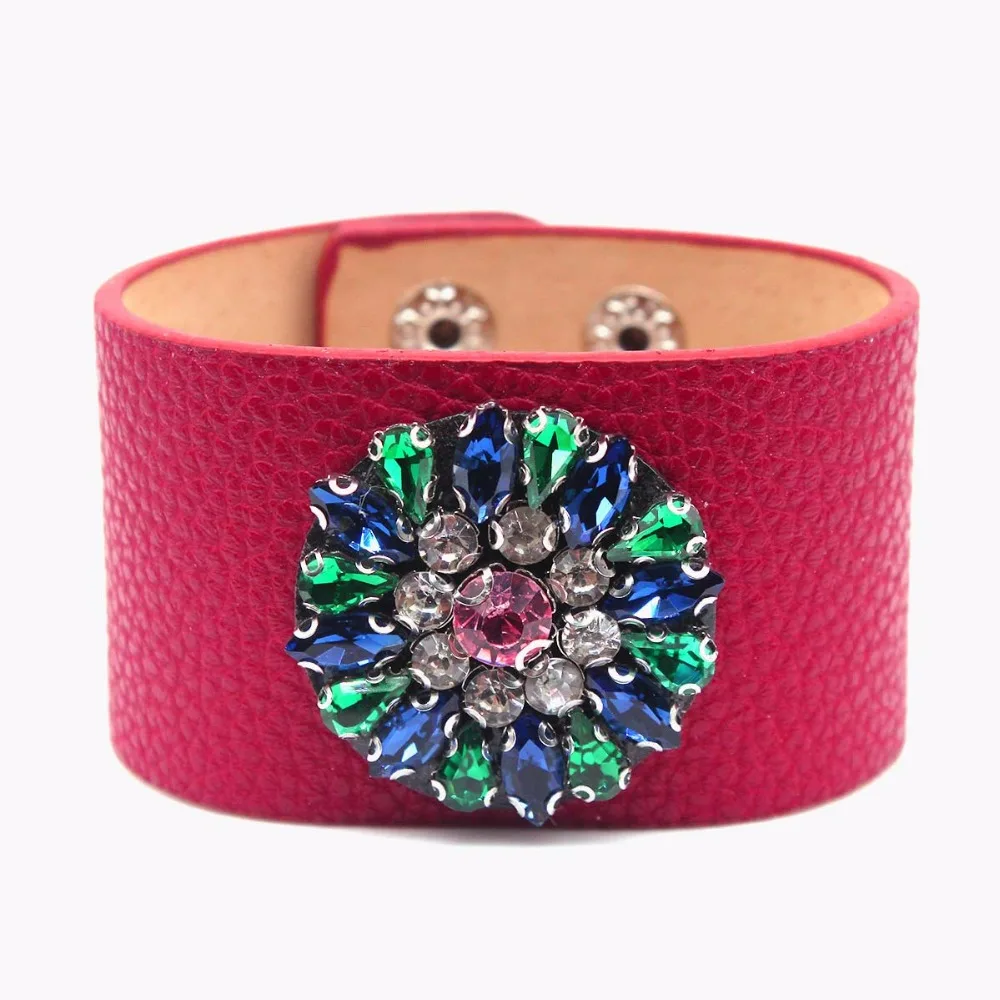 2018 кожаный браслет горный хрусталь украшения ручной цепи простые универсальные