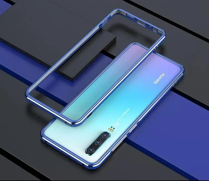 blue with silver Для huawei P30 Pro чехол Роскошный глянцевый алюминиевый бампер Защитная крышка P30 Lite чехол металлический каркас P30 чехол - Цвет: blue with silver