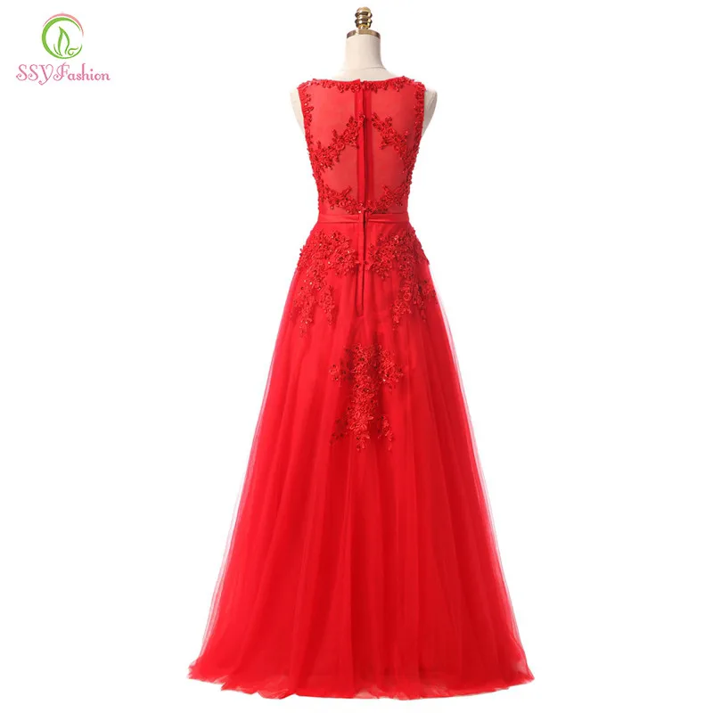 Robe De Soiree SSYFashion, милое Розовое Кружевное длинное вечернее платье с бусинами, свадебное прозрачное банкетное сексуальное платье без рукавов для выпускного вечера