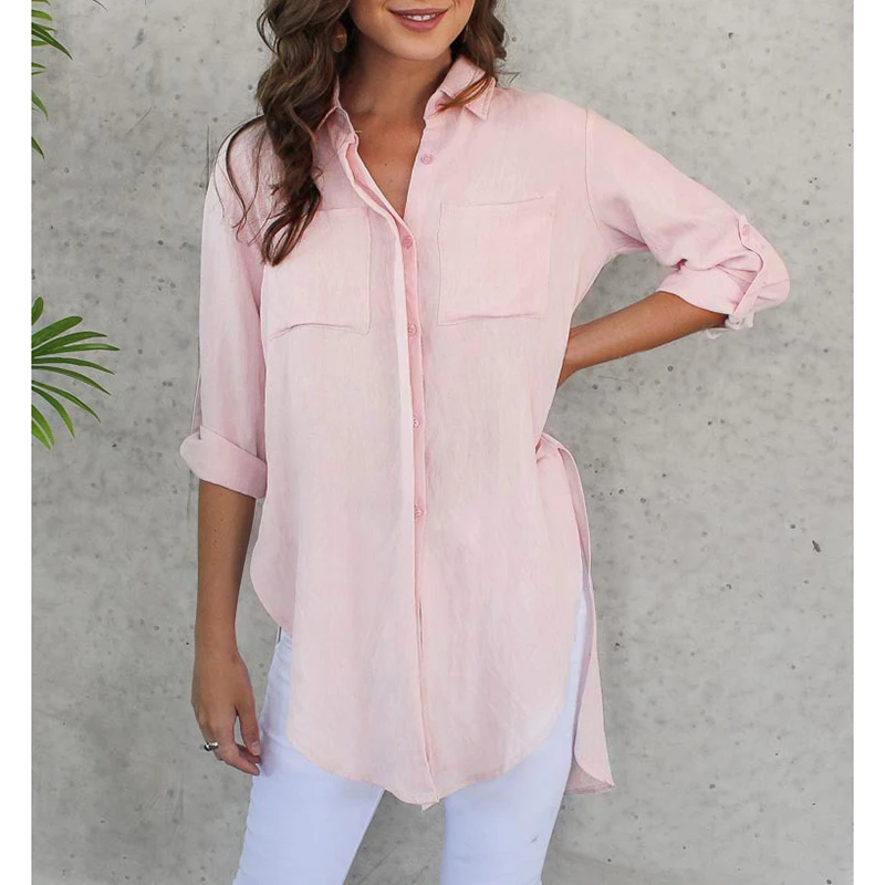 Elegant Solid White Blouses Long Sleeves Adjust Women 2018 And Top Casual Streetwear Ladies Tops WS9951K |