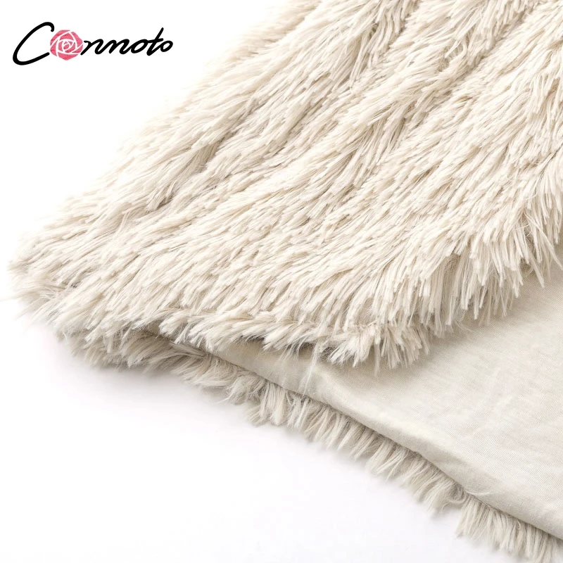 Женское меховое пальто Conmoto теплая белая куртка с капюшоном и длинным рукавом на