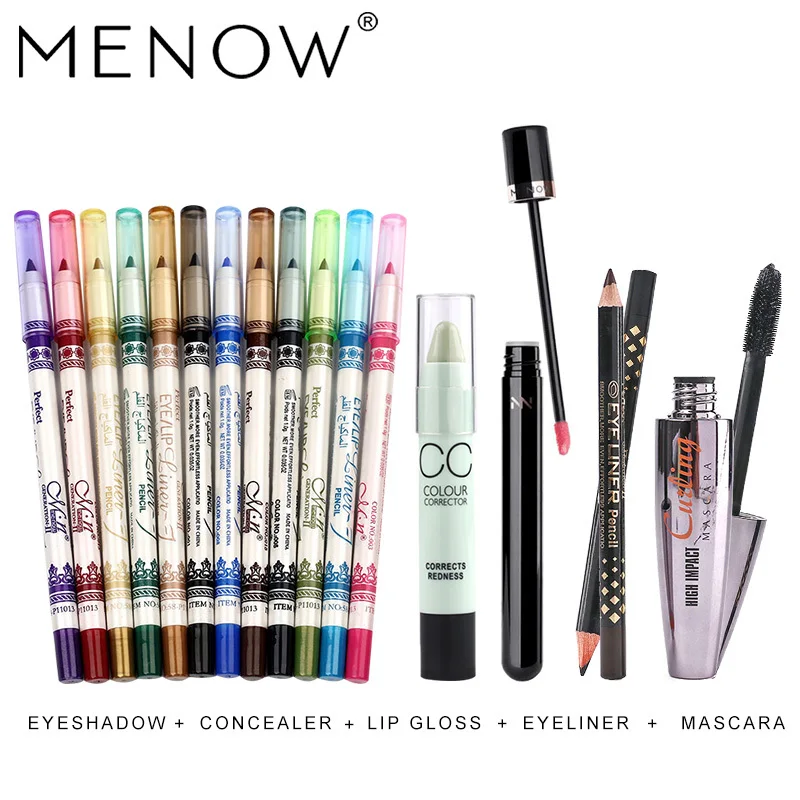 MENOW Brand 5pcs Make up set 2 Colors/Set Eyeliner Lip Pencil &Matte gloss Moisturizing &Concealer & Mascara Set 5432|mascara eyeliner|eyeliner