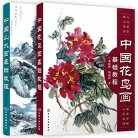 chinese traditional brush book landscape bird ink painting basic knowledge textbook for beginners with detail stepsset of 2