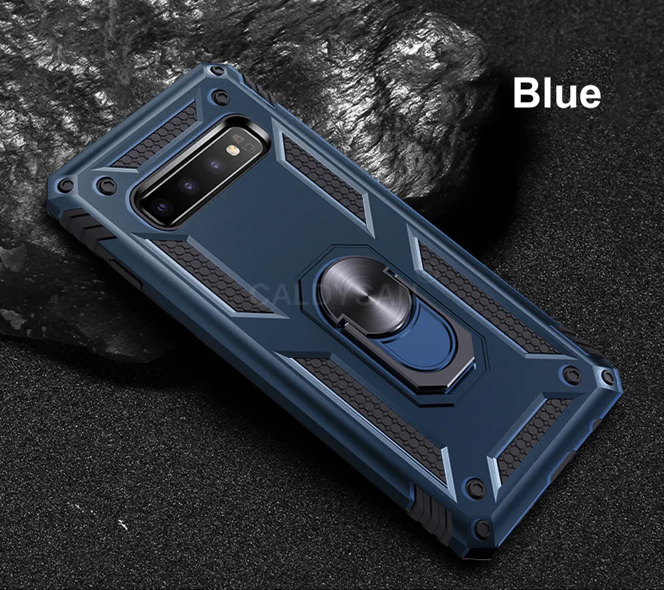 Роскошный армированный силиконовый чехол-бампер для samsung Galaxy S8, S9, S10 Plus, S10e, автомобильный держатель, кольцевой чехол, Note 8, 9, 10, противоударный чехол