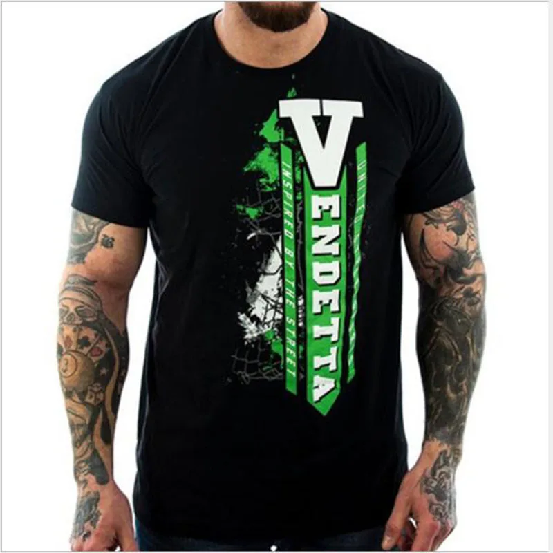 2019 Мужская быстросохнущая футболка с круглым вырезом и коротким рукавом принтом