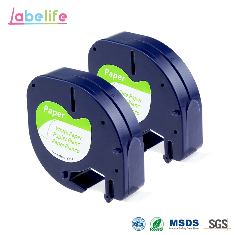 Labelife 2 шт Dymo 91330 (91220 91200 59421) бумажная лента Черная на белом 12 мм совместимый с Letratag