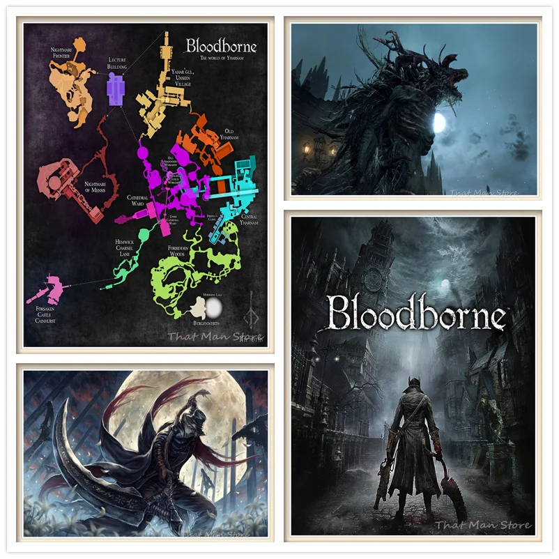 Игра Bloodborne плакаты высокое качество наклейки на стену с белым покрытием бумага