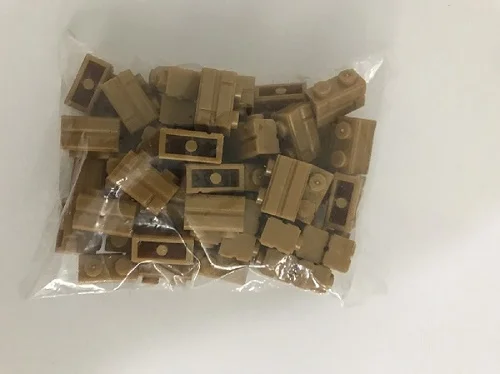 Строительные блоки MOC Wall основные детали 1x2 городской дом темное золото 50 шт.
