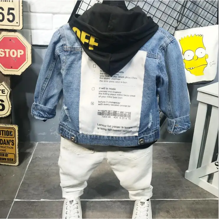 3 предмета джинсовая куртка с капюшоном и штаны для мальчиков |