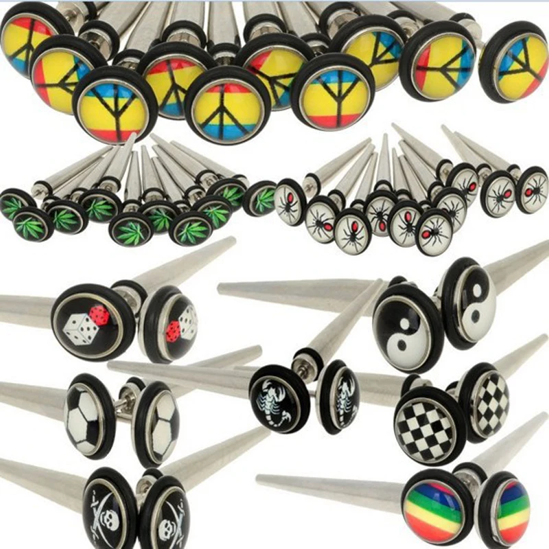 2 шт. новые из нержавеющей стали поддельные ушные конусные затычки растягиватель