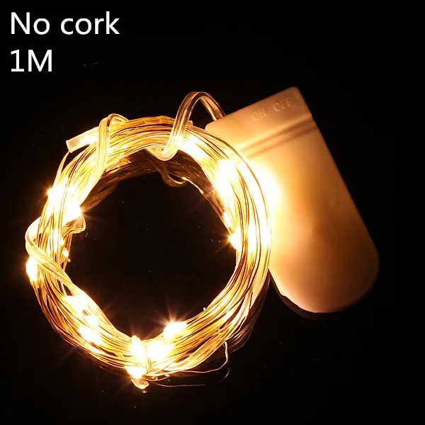 1M White light 2 м/1 м светодиодный гирлянда медная проволока гирлянда сказочные огни для стеклянной бутылки для рукоделия год/Рождество/День Святого Валентина свадебные вечерние бар Decora - Испускаемый цвет: 1M White light