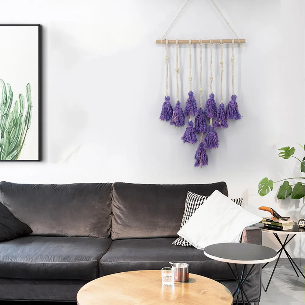 Тканый настенный гобелен из макраме для фото с 25 деревянными зажимами