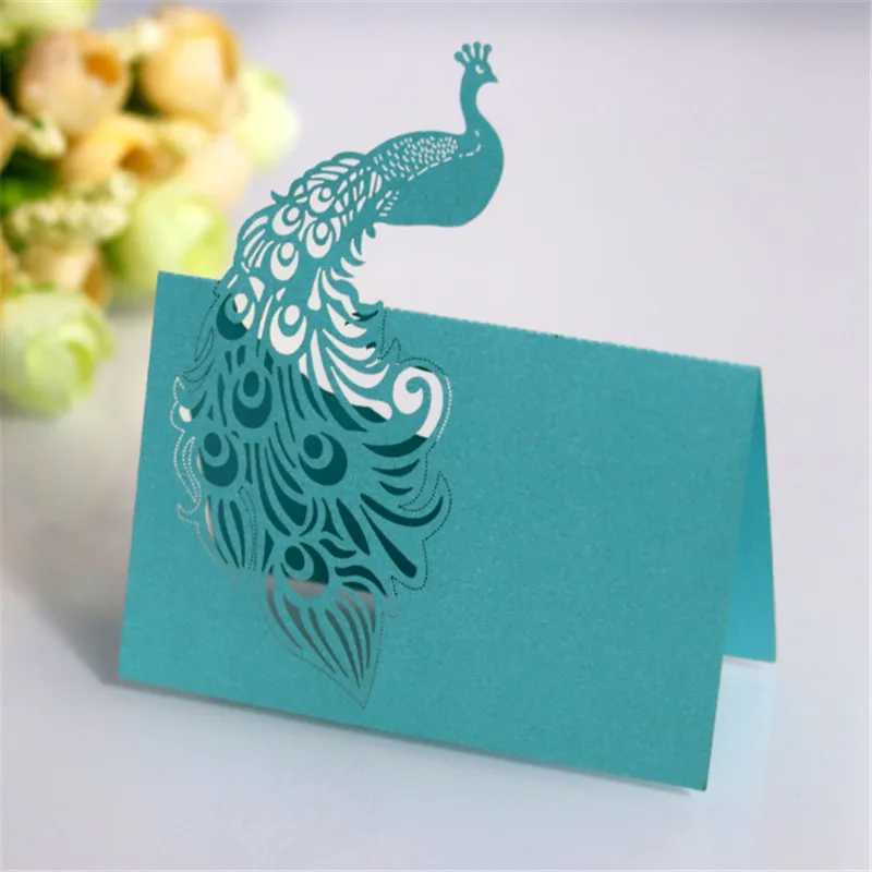 Павлин лазерная резка сиденья карточка имя брак помолвка Таблица деофикации