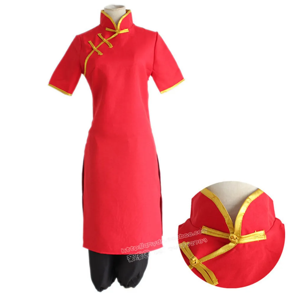 Gintama Kagura Cosplay Costume Cheongsam China Traditional Womne Dress and Pants | Тематическая одежда и униформа