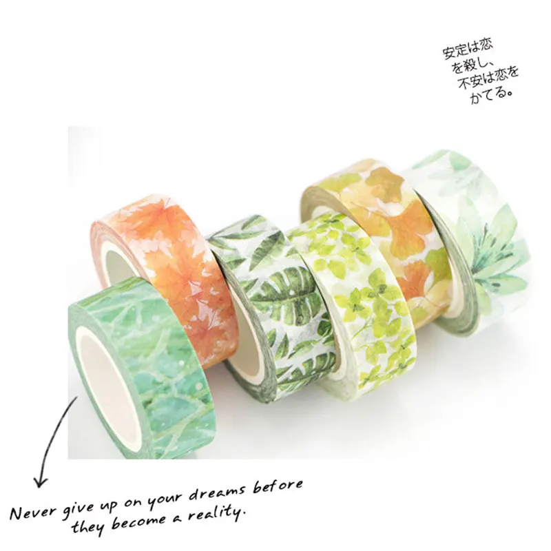 Серия зеленых растений 15 мм X 7 м Васи лента для детей сделай сам дневник Декор