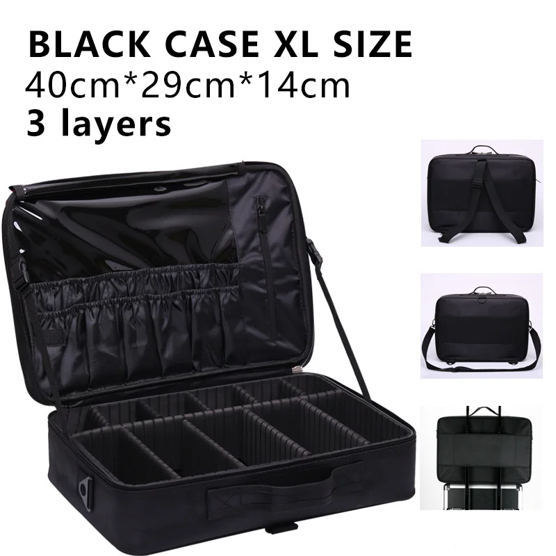 Black Case XL Профессиональная косметичка, косметичка, органайзер для женщин, для путешествий, косметичка, большая вместительность, косметичка, чемоданы для макияжа X32 - Цвет: Black Case XL