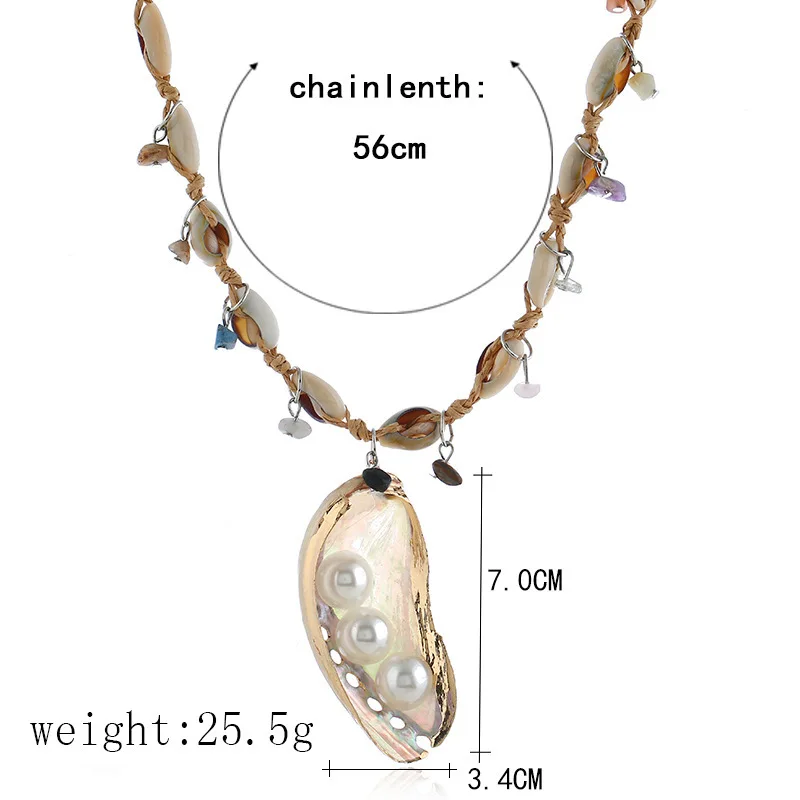 JOUVAL бохо большой жемчуг морской ракушки подвески для женщин многослойные длинные камни ракушка ожерелье