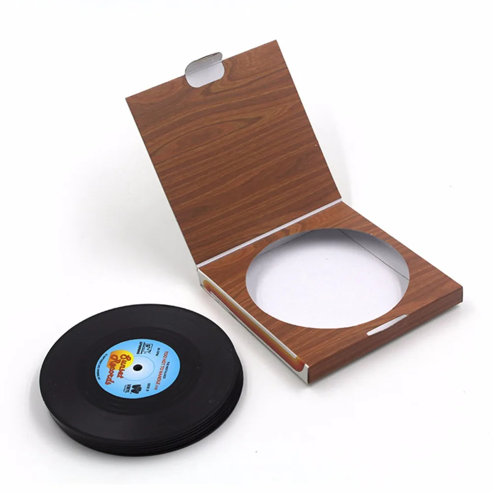 6 ШТ. Ретро CD Круглой Формы ИЗ ПВХ Винил Coaster Кубок Напитки Держатель Мат Посуда