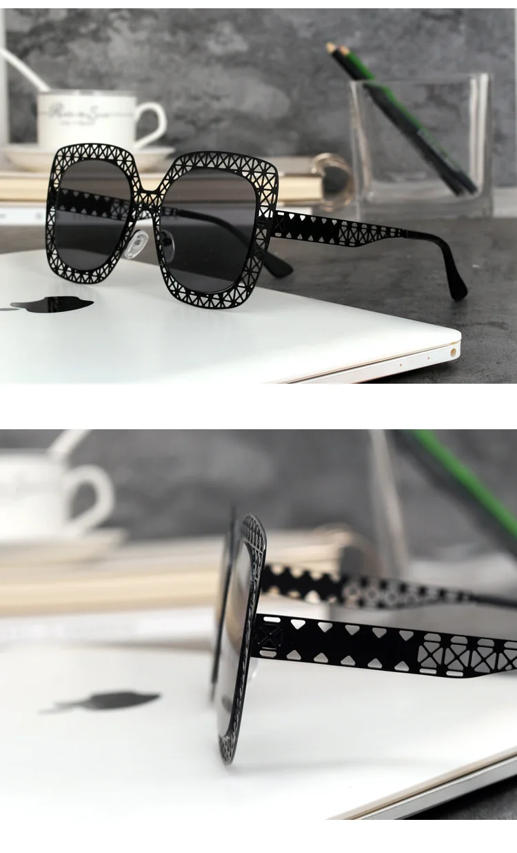 Новые ультратонкие легкие солнцезащитные очки пустая металлическая рамка Чжоу