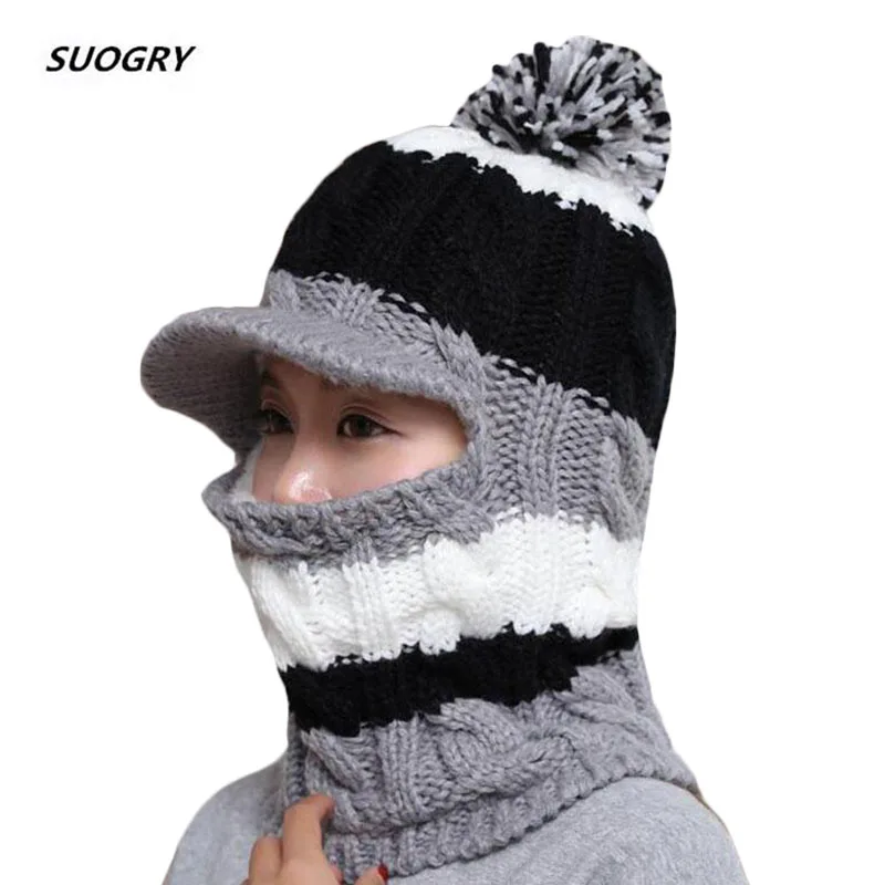 Вязаный шарф шапочки облегающие шапки зимние для женщин шерстяная вязаная