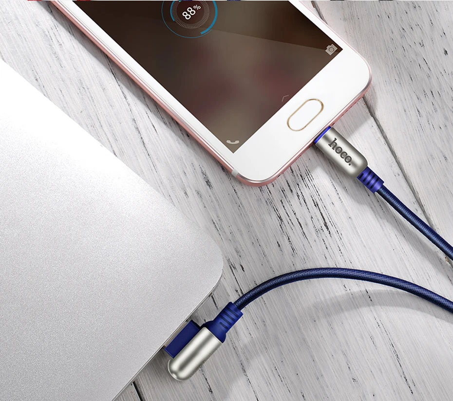 НОСО 2.4A цинковый сплав 90 градусов Micro USB кабель для Samsung Xiaomi Huawei быстрая зарядка Зарядка и Передача Данных Провод для Android телефонов Микро ЮСБ для Самсунга Сяоми Андроид кабель Хоко