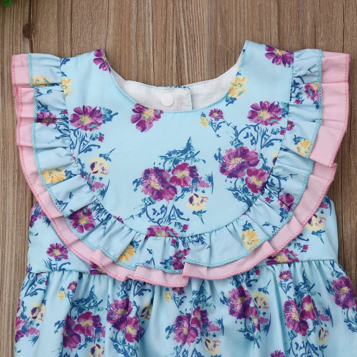 Боди с цветочным рисунком для новорожденных без рукавов цельнокроеный