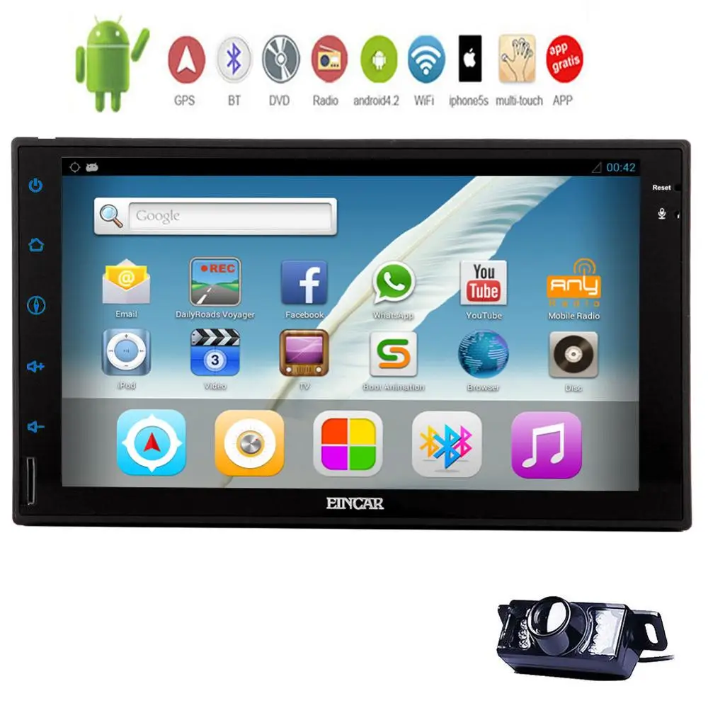 Камера + Android 5 1 четырехъядерный автомобильный радиоприемник стерео головное