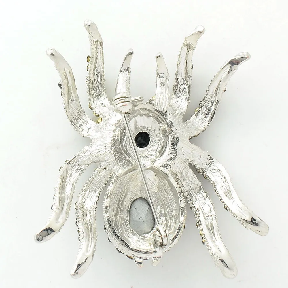 Винтажная брошь в виде паука булавка Красный горный хрусталь кристаллы Хэллоуин