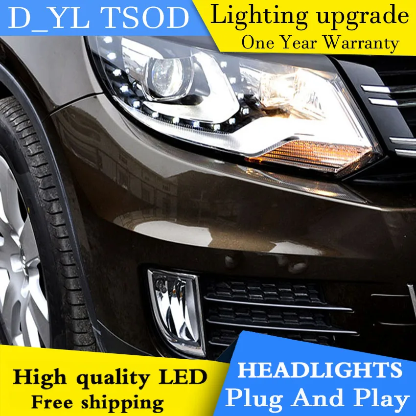 D_YL автомобильный Стайлинг для фар VW Tiguan 2013 2015 светодиодный ная фара DRL линза