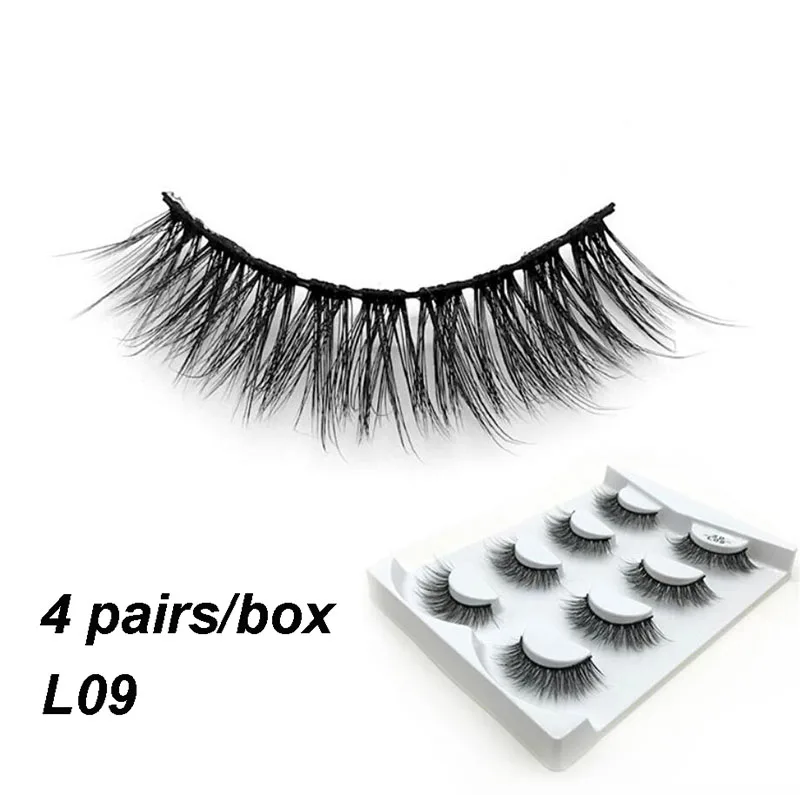 50pcs/box Wholesales 4 Pairs False Eyelashes 3D Mink Lashes natural handmade volume soft lashes long eyelash extension makeup | Красота и