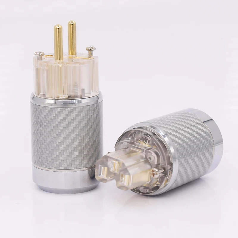 

one pair Carbon Fiber Gold Plated European standard AC Power Plug IEC Female Plug