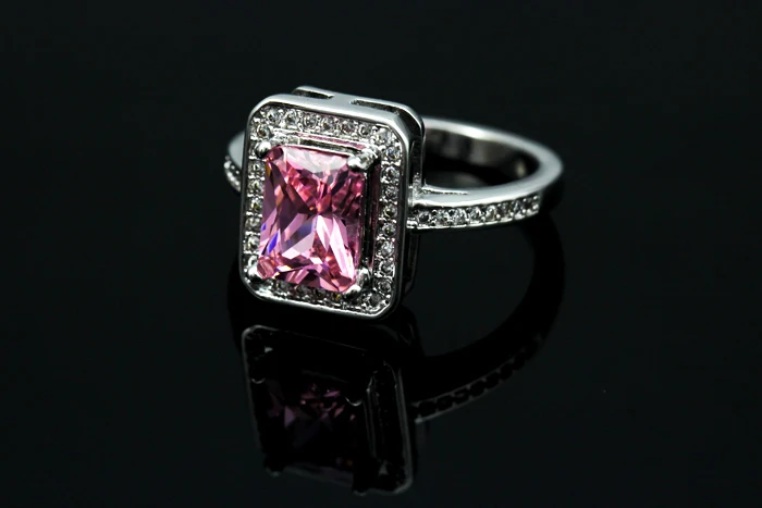 Скидка 15% розовый квадрат кольцо с камнями обручальные кольца для женщин серебро