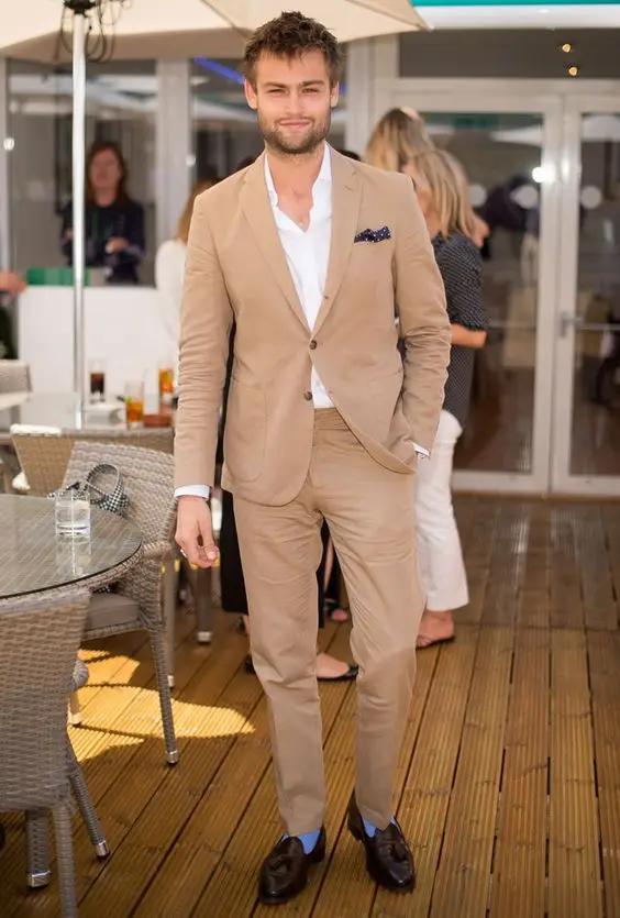 

2017 Latest Coat Pant Designs Brown Tan Linen Men Suit Slim Fit Custom 2 Piece Tuxedo Prom Groom Suits Blazer Terno Masculino