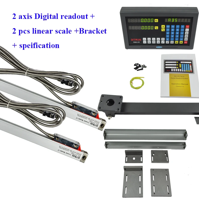 Набор из 3 осевых Dro металлических цифровых индикаций и 2 шт. линейных весов DC10 (500