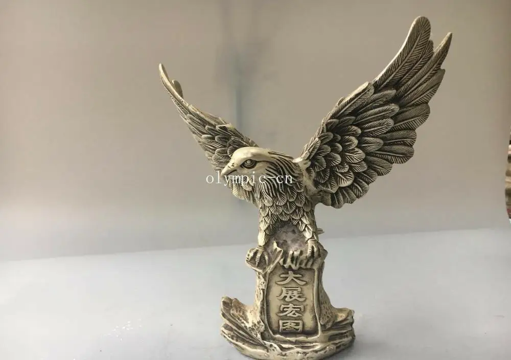 9 ''тибетская бронзовая Серебряная резная зверь животное птица