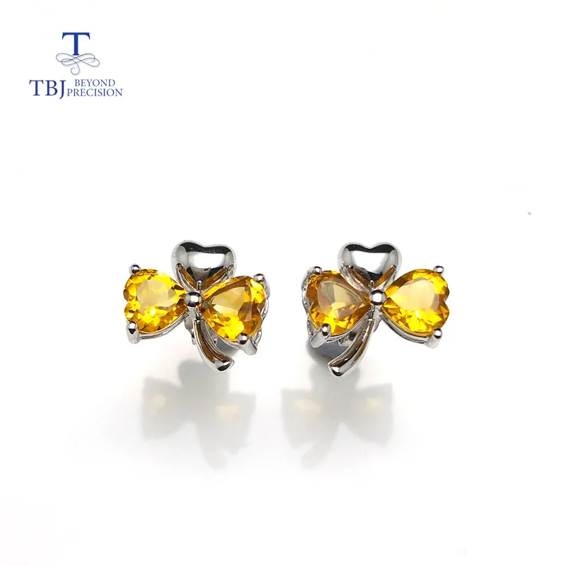 TBJ милые Ювелирные наборы в форме сердца с натуральным цитрином драгоценный
