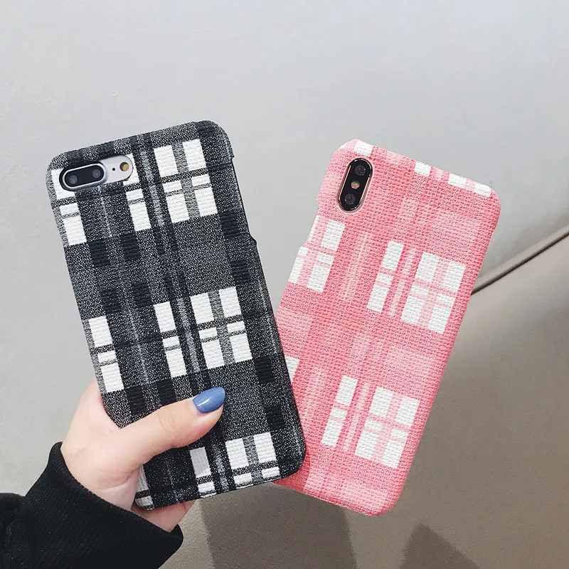 VOVTA Grid Phone Case For Apple iPhone X 8 7 6S 6 Plus Lattice Cute Fashion Soft Back Cover Cases 10 XS MAX XR case |